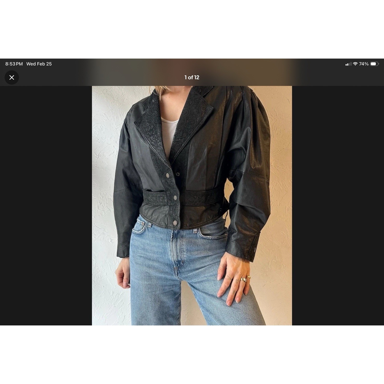 Vintage G-Iii Black Leather & Suede Cropped Jacket Size Medium 80's Bomber